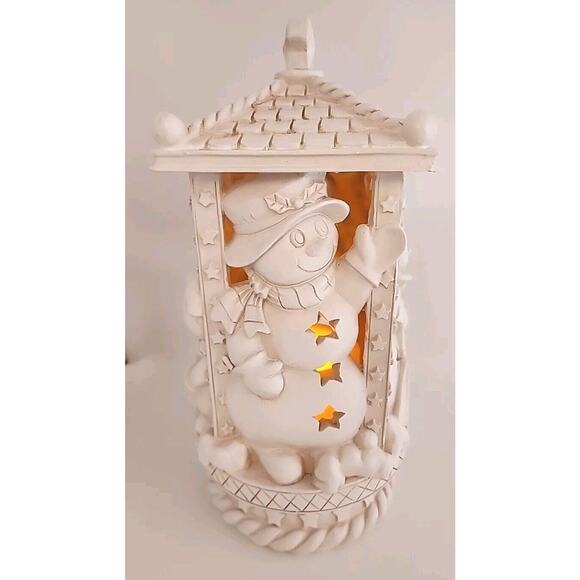 Snowman & Family Christmas Tabletop Lights Up Around Gazebo Snowman NIP X-D - Picture 2 of 13